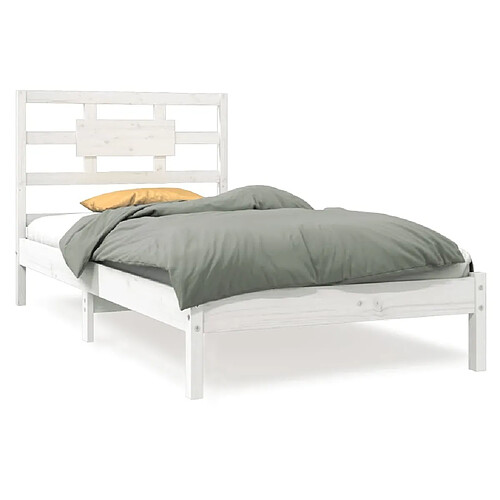 Maison Chic Lit Moderne Chambre - Cadre/structure de lit pour adulte Blanc Bois massif 90x190 cm Simple -MN55634