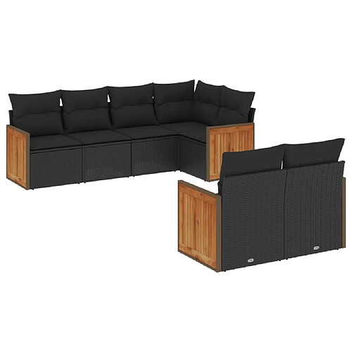 Maison Chic Ensemble Tables et chaises d'extérieur 7pcs avec coussins,Salon de jardin noir résine tressée -GKD824574