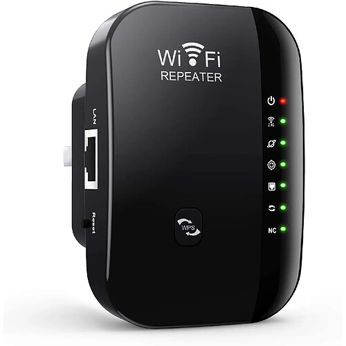 Chrono Répéteur WiFi Booster 300Mbps Extenseur sans Fil Amplificateur de Signal du Réseau(WPS, Installation Facile,1 Port Ethernet, Antennes Intégrées, 2.4GHz) Augmentation de la Couverture WiFi-Noir