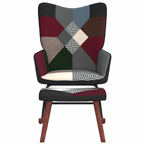 Maison Chic Chaise à bascule avec tabouret | Fauteuil Relax Patchwork Tissu -GKD74315