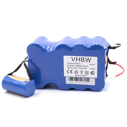 vhbw NiMH batterie 2000mAh (18V) pour aspirateur Home Cleaner robots domestiques come Bosch FD9403, 100W + 10W