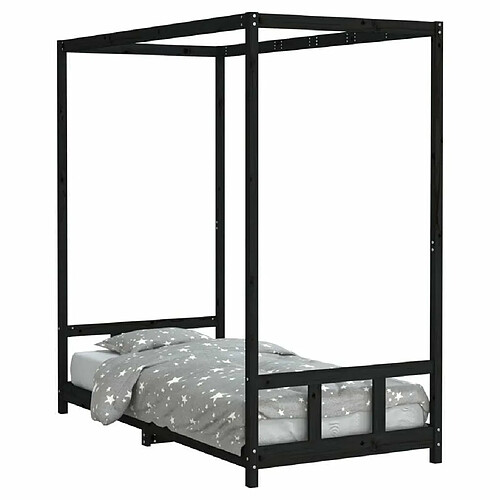 Maison Chic Lit simple Cadre de lit pour enfants,Lit d'Enfant Moderne noir 90x190 cm bois de pin massif -MN53069