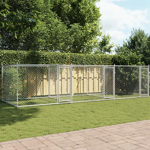 vidaXL Cage pour chien avec portes gris 6x2x1,5 m acier galvanisé