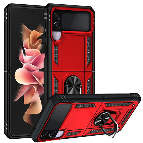 Coque en TPU antichoc avec béquille rouge pour votre Samsung Galaxy Z Flip3 5G