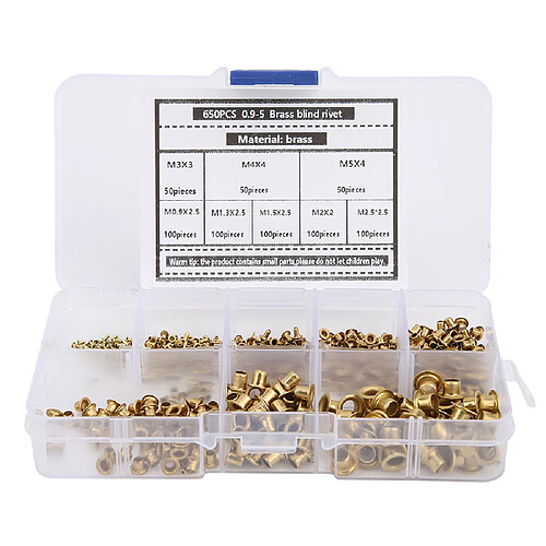 ComfortXL Kit d'accessoires de classification d'oeillets rivets en laiton, 650 pièces