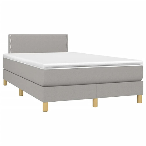 Maison Chic Lit adulte- Lit + matelas,Sommier à lattes de lit et matelas gris clair 120x190 cm tissu -GKD84101