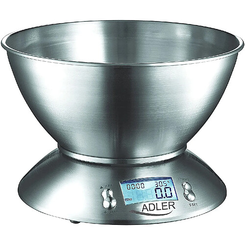 Adler balance de cuisine avec bol de 1,8L jusqu’à 5KG gris