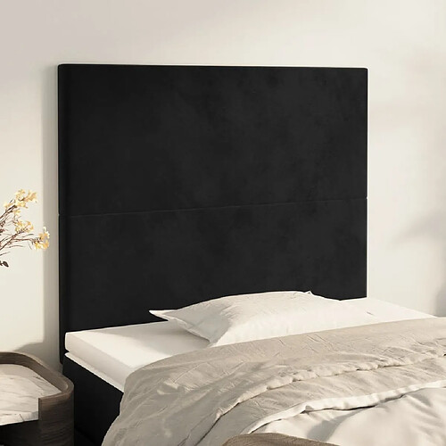 vidaXL Têtes de lit 2 pcs Noir 80x5x78/88 cm Velours