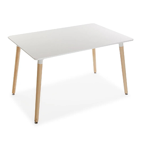 Versa Table à manger pour Cuisine, Terrasse, Jardin ou Salle à manger Meera 120x80x73cm,Bois, Blanc