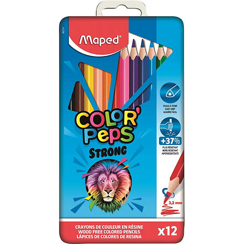 12 crayons de couleur maped color'peps boîte métal