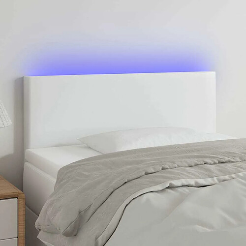 Maison Chic Tête de lit scandinave à LED,meuble de chambre Blanc 100x5x78/88 cm Similicuir -MN24892