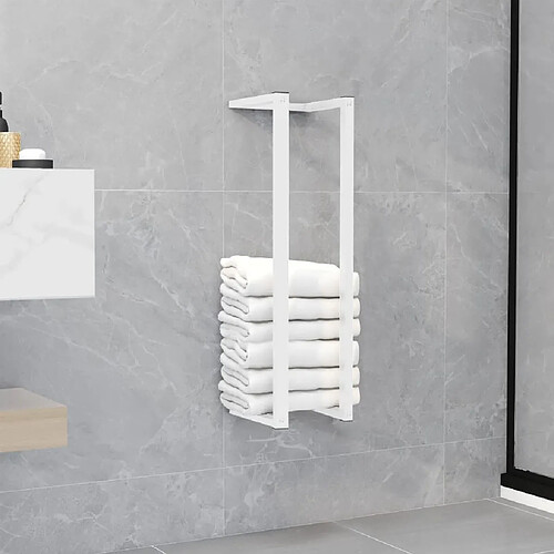 Maison Chic Porte-serviette mural,Étagère pour serviettes,Barre porte-serviett pour salle de bain Blanc 12,5x12,5x60 cm Acier -GKD14825