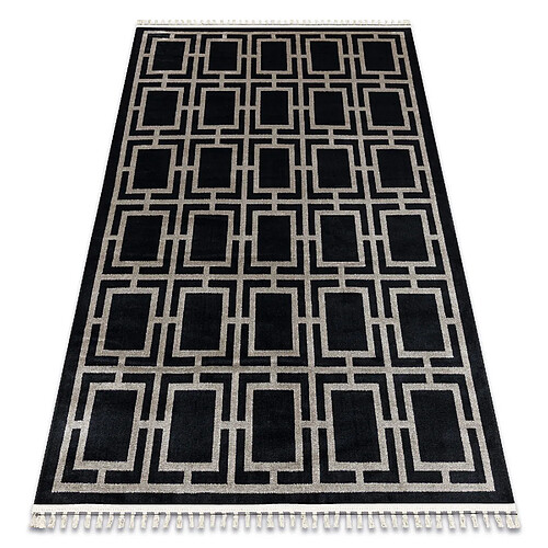 RUGSX Tapis AMOUR 53078B noir - Géométrique, lignes moderne, élégant 78x300 cm