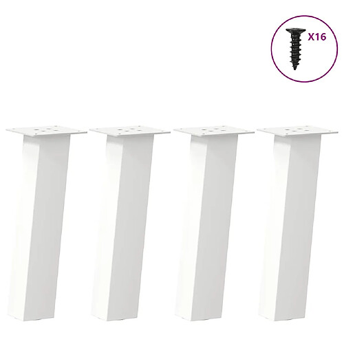 vidaXL Pieds de table basse 4 pcs blanc 30 cm acier