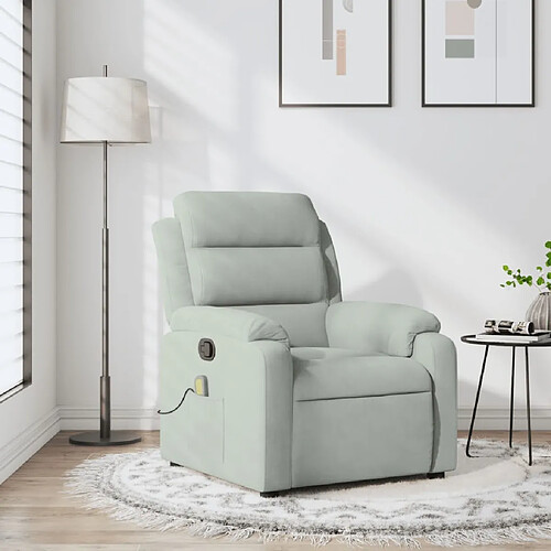 vidaXL Fauteuil de massage inclinable gris clair velours