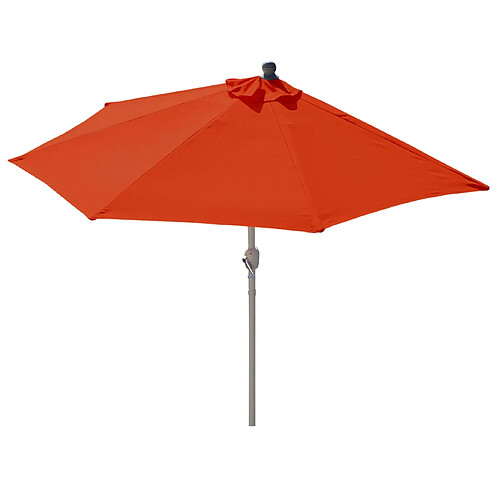 Decoshop26 Demi parasol semi-circulaire balcon terrasse UV 50+ polyester/aluminium 3kg avec une portée de 300 cm Terracotta sans support 04_0003902