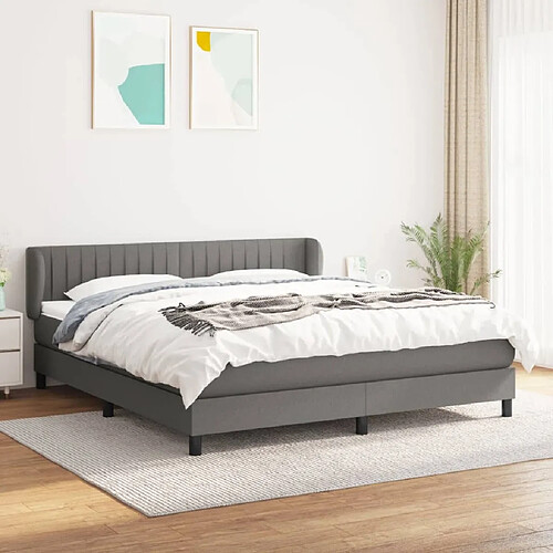 Maison Chic Lit Adulte - Lit simple Lit à sommier tapissier avec matelas moelleux - Meuble de Chambre - Gris foncé 160x200cm Tissu -MN86130