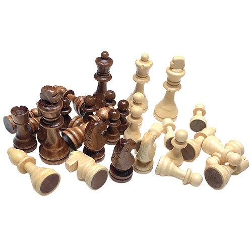 32x Pièces D'échecs En Bois Faites à La Main, Figurines D'échecs De Remplacement En Bois 77mm