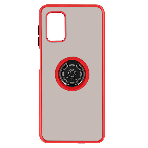 Avizar Coque Samsung Galaxy A51 5G Bi-matière Bague Métallique Fonction Support rouge