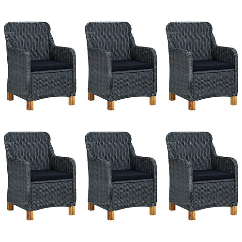 Maison Chic Mobilier à dîner 7 pcs et coussins- Ensemble table et chaises d'extérieur - Salon/Mobilier de jardin classique Résine tressée Gris foncé -MN42297