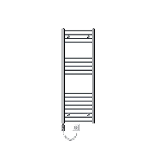 ECD Germany Radiateur sèche-serviettes électrique avec résistance 900W - 400 x 1200 mm - Chrome - droit avec raccordement latéral - Sèche serviettes