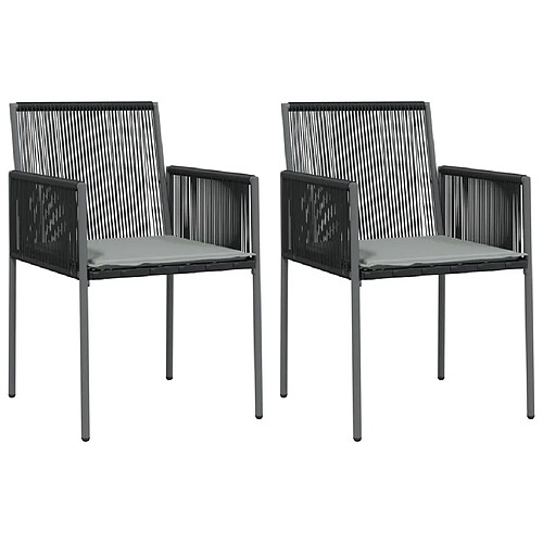 Maison Chic Lot de 2 Chaises de jardin,Fauteuil d'extérieur et coussins noir 54x60,5x83,5 cm -MN29342