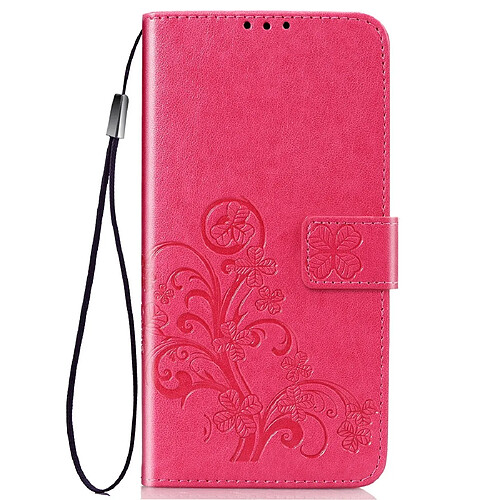 Wewoo Housse Coque Etui en cuir de protection pour téléphone portable avec boucle estampée à quatre feuilles lanière et logement carteporte-monnaie et support Xiaomi CC9 Magenta