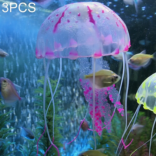 Wewoo Décoration aquarium Violet 3 PCS Articles Silicone Simulation Fluorescent Sucker Jellyfish, Taille: 10 * 23cm