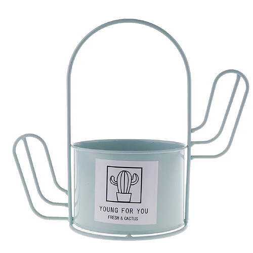 Style nordique cactus forme vase à fleur en fer minimaliste Home Decor bleu clair