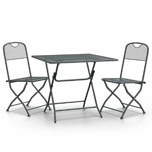 Maison Chic Mobilier à dîner 3 pcs de jardin - Ensemble table et chaises d'extérieur - Salon/Mobilier de jardin classique Maille Métal Anthracite -MN94960