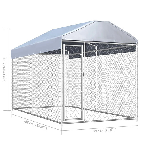 Helloshop26 Chenil extérieur cage enclos parc animaux chien d'extérieur avec toit pour chiens 225 cm 02_0000329