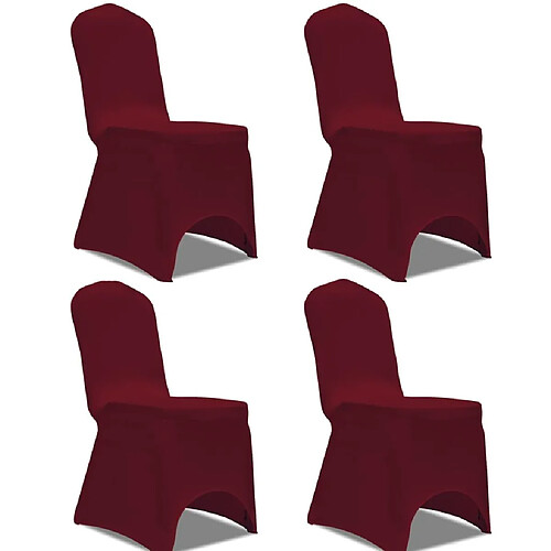 Decoshop26 Housse de chaise extensible 4 pcs Bordeaux DEC022360