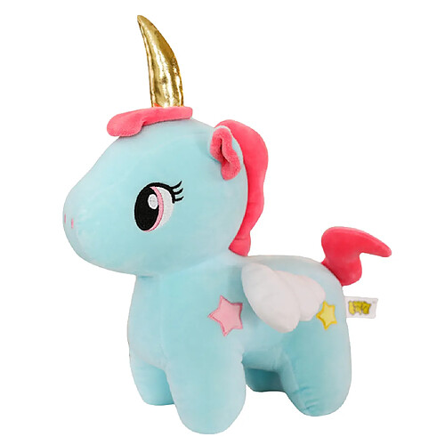 Mignon Arc-en-ciel Licorne En Peluche Figurine Peluches Pour Enfants Cadeaux Bleu 10 Cm