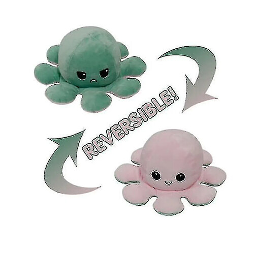 Universal Flip Octopus Doll Double-face Flip Doll Octopus Pluce Toygreen Pink