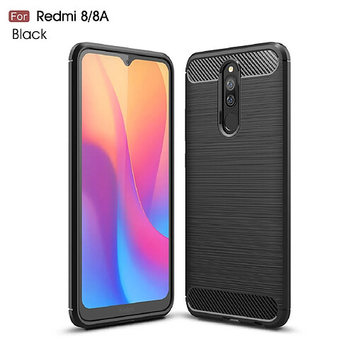 Wewoo Coque Souple Pour Xiaomi Redmi 8 en TPU fibre de carbone brossée Texture Noir