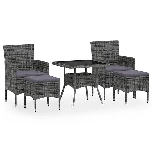 Maison Chic Meubles à dîner jardin 5pcs,Mobilier d'extérieur Résine tressée et verre trempé Gris -GKD879993