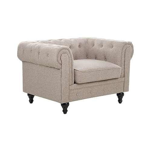 Beliani Fauteuil CHESTERFIELD Tissu Taupe