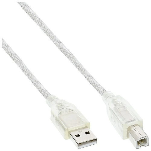 NEDIS Câble USB 2.0, InLine®, A à B, transparent, 10m