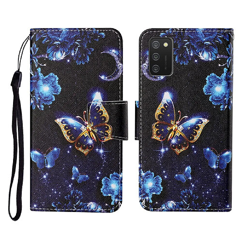 Etui en PU Impression de motifs de conception (164,2 x 75,9 x 9,1 mm) avec support et sangle papillon pour votre Samsung Galaxy A02s