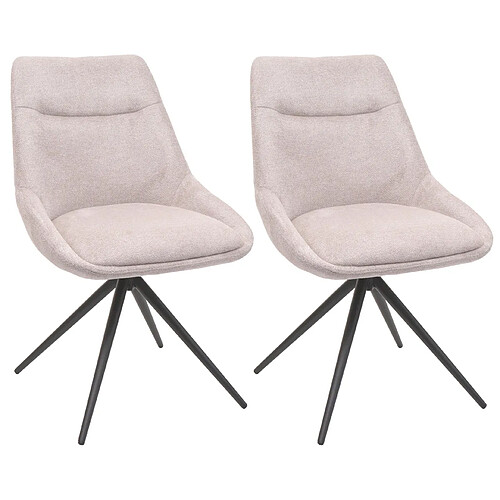 Decoshop26 Lot de 2 chaises de salle à manger pivotante en tissu crème beige cadre de trépied en acier 04_0007387