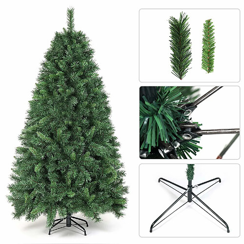 Salcar 180cm Sapin de Noël Artificiel, avec Support en métal Pin Arbre de Noel 580 Branches pour la Fête de Noël, matière PVC Artificielle Décoration fêtes Maison