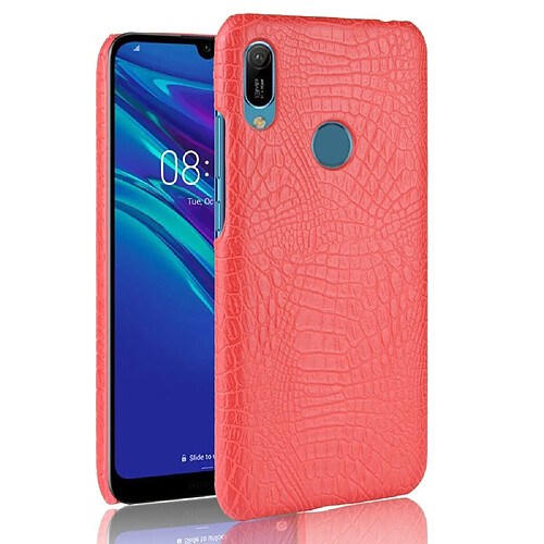 Wewoo Coque PC + PU antichoc en texture de crocodile pour Huawei Y6 2019 rouge