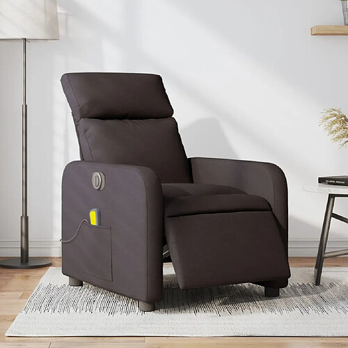 vidaXL Fauteuil de massage inclinable électrique Marron foncé Tissu