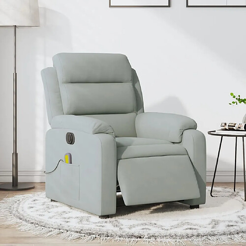 vidaXL Fauteuil inclinable électrique de massage gris clair velours