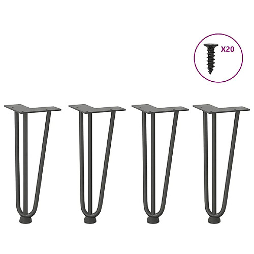 vidaXL Pieds de table en forme d'épingle à cheveux 4 pcs anthracite