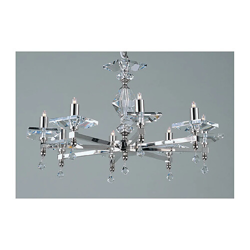 Lumière Chandelier sans abats jours Capri Nickel 8 ampoules 35cm