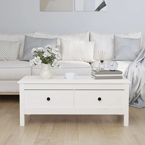 Maison Chic Table basse,Table Console Table d'appoint, Table pour salon Blanc 100x50x40 cm Bois massif de pin -MN60833