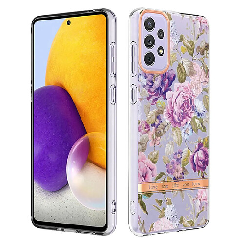 Coque en TPU antichoc, motif floral, galvanoplastie IMD IML HC006 pivoine violette pour votre Samsung Galaxy A73 5G