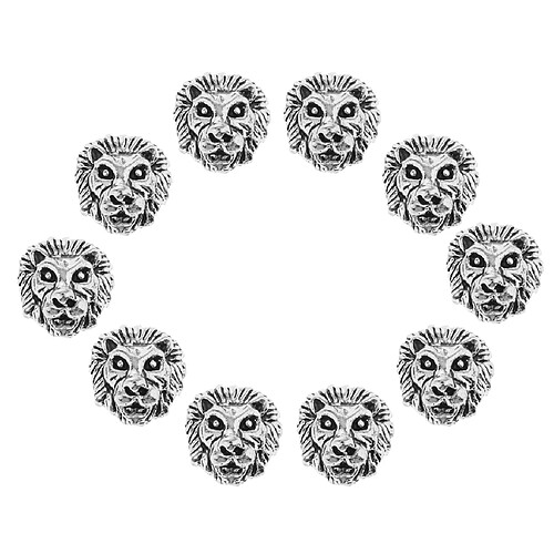 10 pcs métal lion tête bracelet collier connecteur charme perles ruban