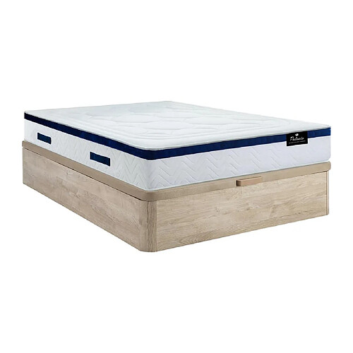 Vente-Unique Ensemble 140 x 200 cm sommier coffre naturel clair + matelas ressorts ensachés ép.30cm - MARQUIS de PALACIO